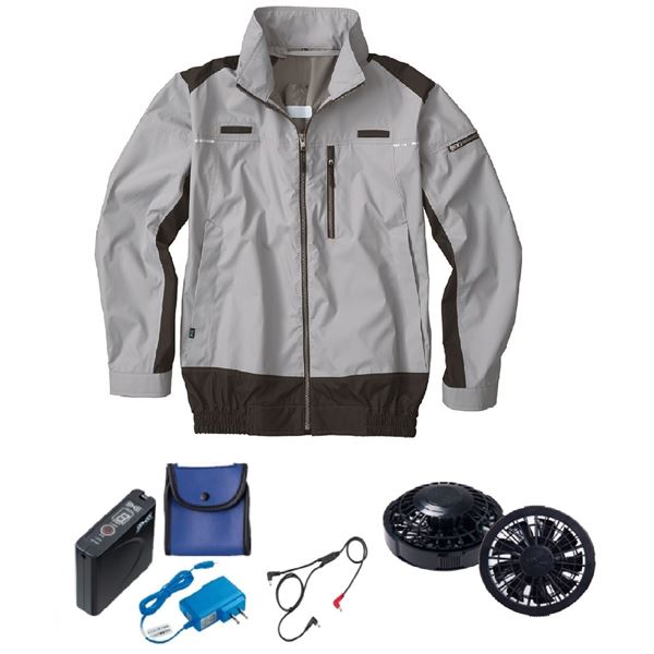 KU92110 空調服 R ポリエステル製 遮熱フルハーネス仕様 FAN2200B・RD9261・LISUPER1セット シルバー M 送料無料