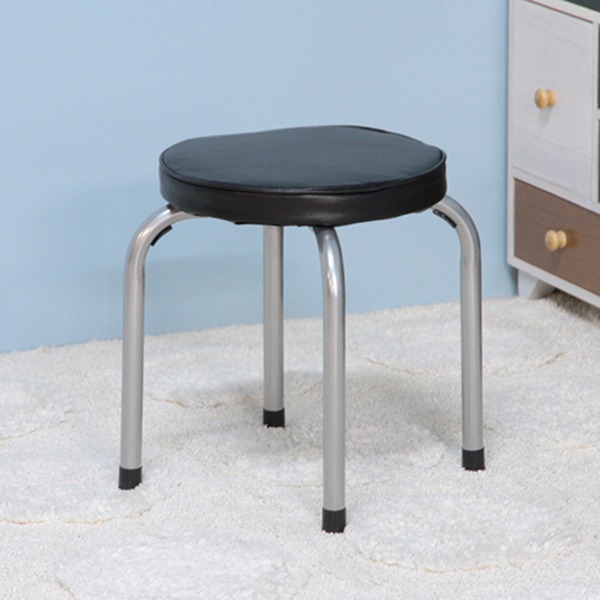 〔4個セット〕 スタッキング スツール バーチェア カウンターチェア 幅300mm ロータイプ 低い ブラック 丸型 (円形 ラウンド) 金属 スチール 合成皮革 丸椅子 (イス チェア) リビング ダイニング 黒 送料無料の通販は 9,687円