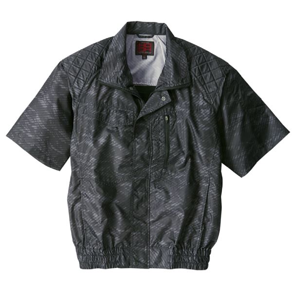 鳳皇 V5577 フルハーネス対応冷感半袖ブルゾン カモフラブラック 服のみ サイズ4L 黒