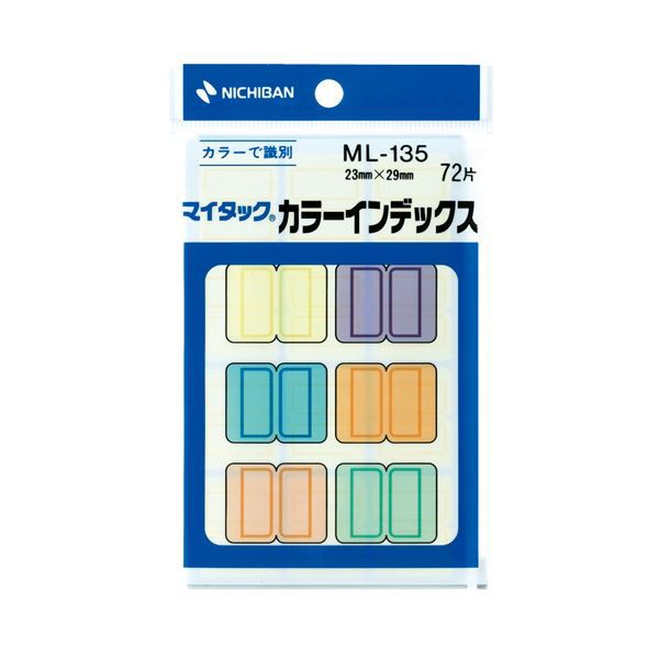 （まとめ） ニチバン マイタック カラーインデックス中 23×29mm 6色 ML-135 1パック（72片：各色12片） 【×50セット】 送料無料の通販は