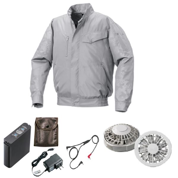 KU92000 空調服 R ポリエステル製 エンボスプリント FAN2200G・RD9261・LIPRO2セット グレー×グレーエンボス 3L 送料無料