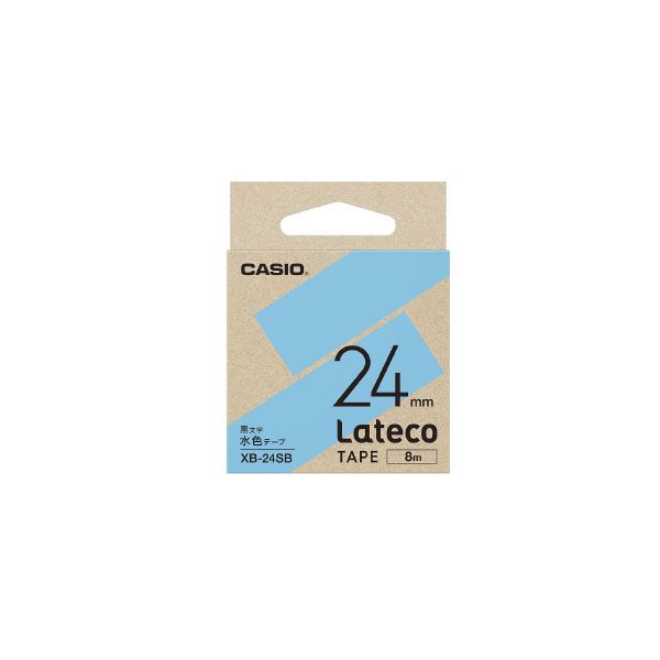 (まとめ) カシオ計算機 ラテコ専用テープ 24mm 水色に黒文字 XB-24SB 【×10セット】 送料無料