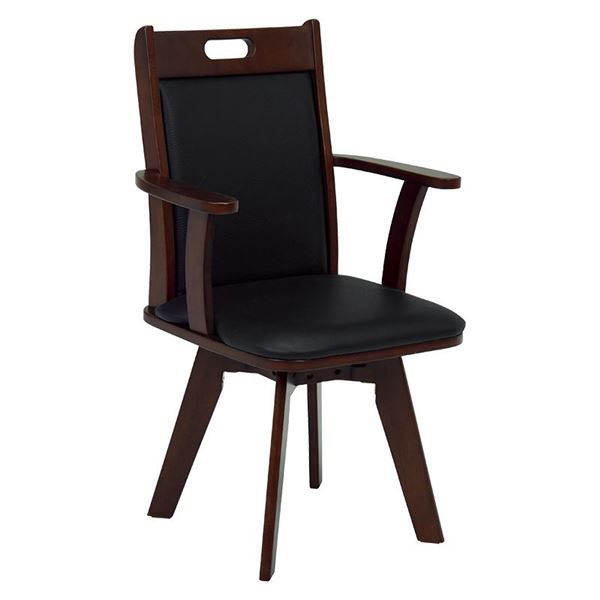 ダイニングチェア ダイニング用チェア イス 食卓 椅子 約幅54cm ブラック 回転式 木製 肘付き 合皮 フェイクレザー 組立品 リビング ダイニング 在宅ワーク 黒 送料無料の通販は