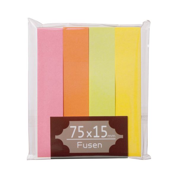 (まとめ) TANOSEE ふせん 75×15mm ブライトアソート 1パック（4冊） 【×30セット】 色とりどりのメモ・付箋・紙製品 アイデアを貼り付けよう TANOSEE カラフルな75×15mm付箋 1パック（4冊）【×30セット】 送料無料の通販は