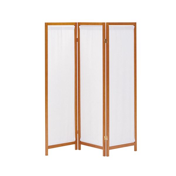 木製 スクリーン/パーテーション 【帆布 3連 ブラウン】 幅440×奥行20×高さ1500mm×3枚 〔リビング 客室 客間〕 完成品 茶 送料無料の通販は