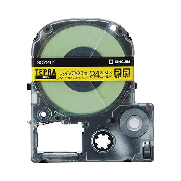 (まとめ) キングジム テプラ PROテープカートリッジ インデックスラベル 24mm 黄/黒文字 SCY24Y 1個 【×10セット】 送料無料の通販は 14,457円