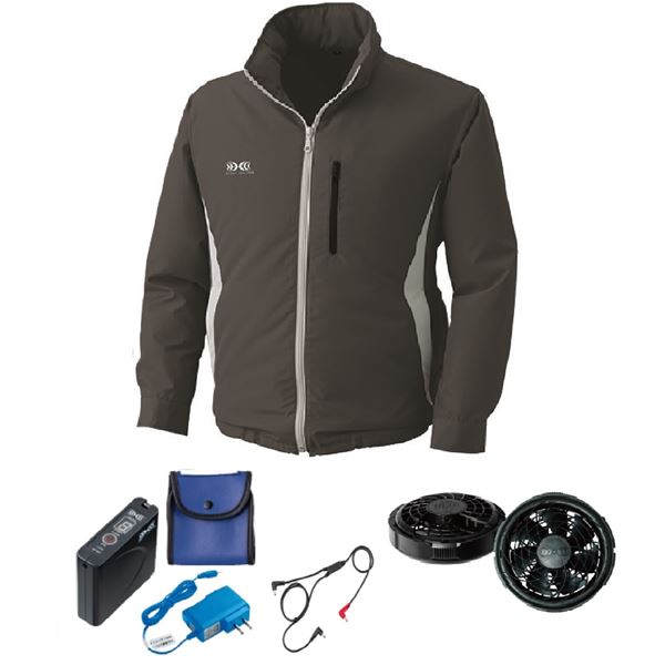 KU90520 空調服 R ポリエステル製フード付き FAN2300B・RD9261・LISUPER1セット チャコール 4L 送料無料