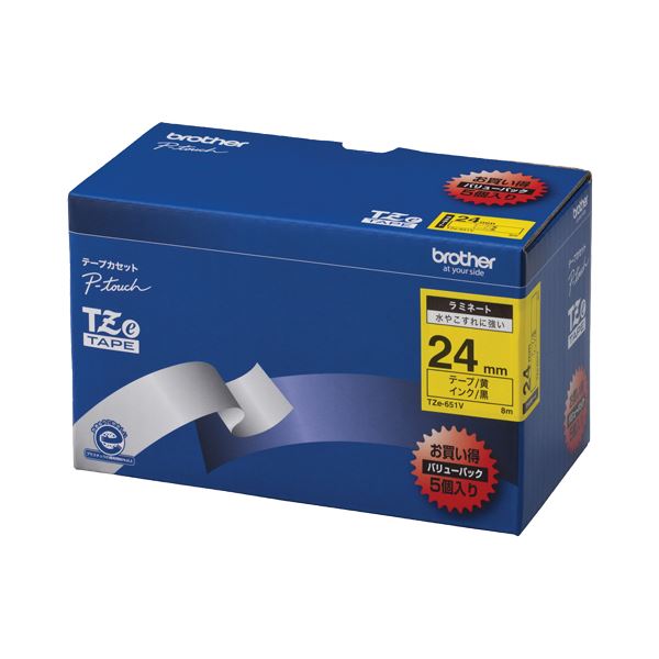 ブラザー ピータッチ セルフラミネートテープ ケーブルマーキング 36mm 黄/黒文字 TZE-SL661 1個 〔×3セット〕 たのめーるブラザー ピータッチ セルフラミネートテープ ケーブル