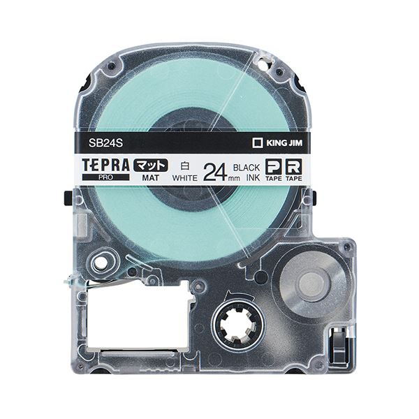 (まとめ) キングジム テプラ PROテープカートリッジ マットラベル 24mm 白/黒文字 SB24S 1個 【×10セット】 プロ仕様 マットなラベルで鮮やかに 24mm幅の白黒テープカートリッジ、10個セット 送料無料