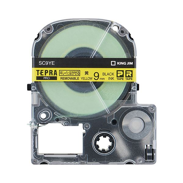 (まとめ) キングジム テプラ PRO テープカートリッジ キレイにはがせるラベル 9mm 黄／黒文字 SC9YE 1個 【×10セット】 はがせる黄／黒文字のキレイなラベルを作る テプラ PRO 9mmテープカートリッジ 送料無料の通販は