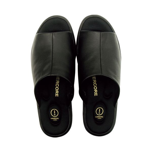 (まとめ）ニッポンスリッパ インナーコアサンダルブラック 紳士2L 27cm【×2セット】 黒