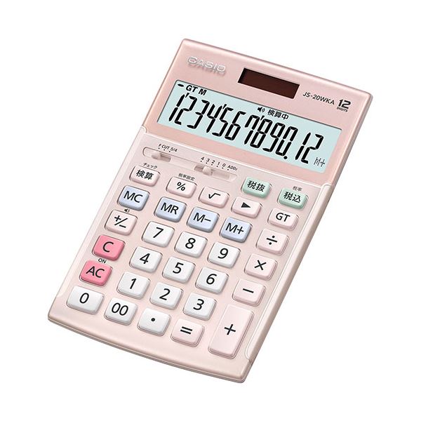 カシオ計算機 CASIO 実務電卓(検算タイプ) ジャストタイプ12桁 ピンク JS-20WKA-PK-N 送料無料