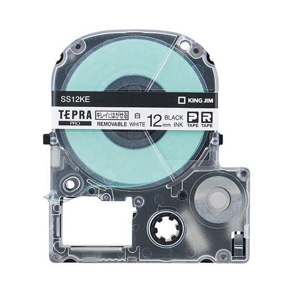 (まとめ) キングジム テプラ PRO テープカートリッジ キレイにはがせるラベル 12mm 白／黒文字 SS12KE 1個 【×10セット】