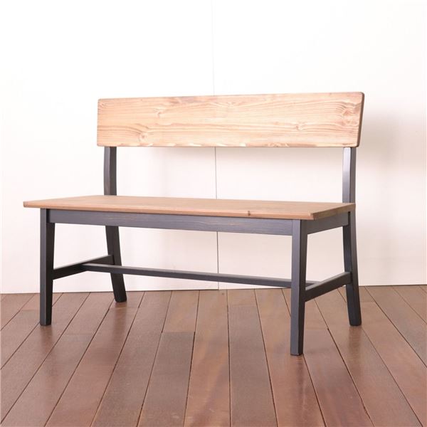 北欧風 ダイニングベンチ 【背付き 幅110cm ブラック】 木製 パイン材 オイル塗装/水性塗料塗装 組立品 〔リビング〕 黒 送料無料の通販は 18,676円