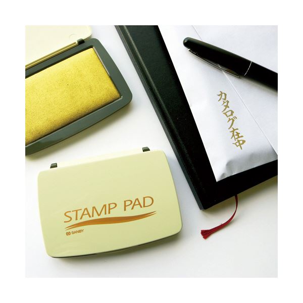 （まとめ）サンビー 顔料系スタンプ台 中型 金 SA-28 1個 【×10セット】 送料無料の通販は