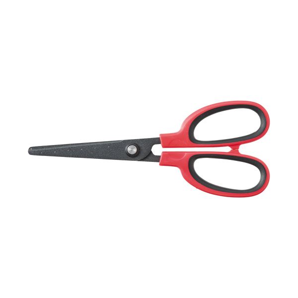 (まとめ) TANOSEE フッ素刃はさみ 刃先先丸 刃渡り65mm レッド 1セット（10本） 【×5セット】 赤