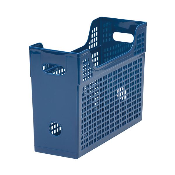 (まとめ) TANOSEE メッシュボックスA4ヨコ 背幅123mm 青 1個 【×30セット】