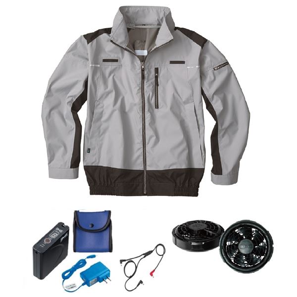 KU92110 空調服 R ポリエステル製 遮熱フルハーネス仕様 FAN2300B・RD9261・LISUPER1セット シルバー M 送料無料の通販は