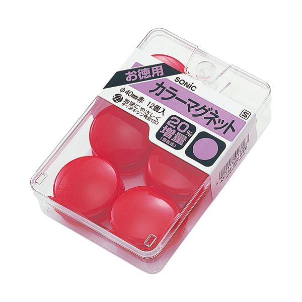 (まとめ) ソニック カラーマグネット 直径40mm 赤 AT-142 1ケース（12個） 【×30セット】 送料無料の通販は 13,811円