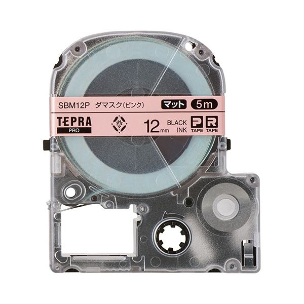 (まとめ) キングジム テプラ PROテープカートリッジ マットラベル 模様 12mm ダマスク(ピンク)/黒文字 SBM12P 1個 【×10セット】 送料無料