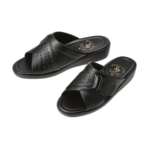 （まとめ）山一 防臭サンダル ブラック MサイズS538-BK-M 1足【×2セット】 黒