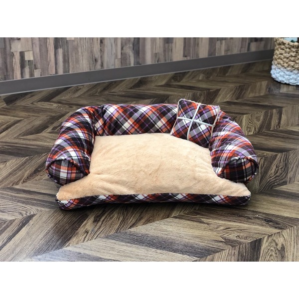 Pet Bed（ペットベッド）あご置きクッション付き パープル×キャメル 紫 リラックスタイムにぴったり 愛犬のための贅沢なくつろぎ空間 プリンスパレス パープル×キャメル 紫 送料無料の通販は 6,028円