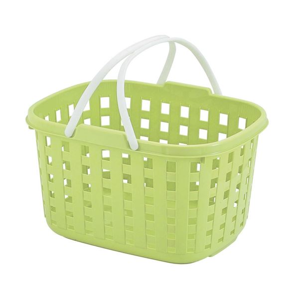 (まとめ) スタッキングバスケット/整理 収納 かご 【グリーン】 持ち手付き ランドリー クローゼット タンス 洋服ダンス 子供部屋整理 収納 【20個セット】 緑 送料無料の通販は