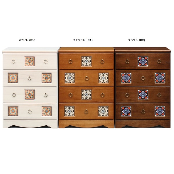 チェスト キャビネット タンス 4段 幅59.5cm ホワイト 日本製 国産 木製 桐材 アンティーク レトロ ヴィンテージ 調 引き出し整理 収納 ベッドルーム 寝室 完成品 白 送料無料の通販は