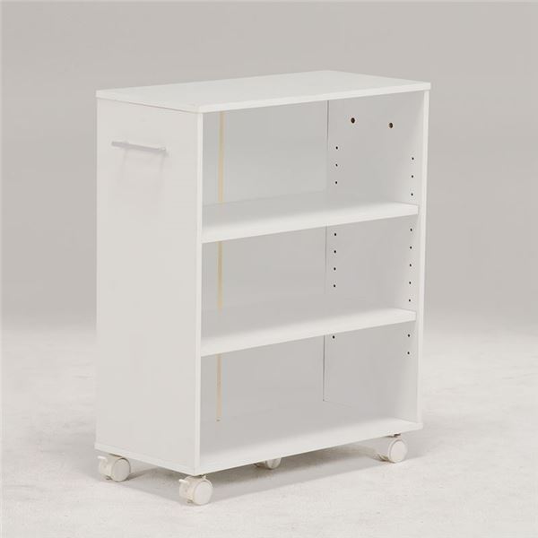 マガジンラック 雑誌整理 収納 約幅55×奥行26×高さ68cm ホワイト キャスター付 移動可能 車輪付き お客様組立品 リビング ダイニング 書斎 インテリア家具 白