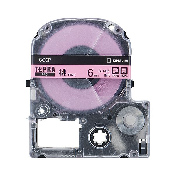 (まとめ) キングジム テプラ PRO テープカートリッジ パステル 6mm ピンク／黒文字 SC6P 1個 【×10セット】