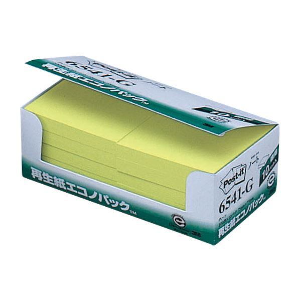 (まとめ) 3M ポストイット エコノパック ノート 再生紙 75×127mm イエロー 6551-Y20 1パック（12冊） 〔×5セット〕 （まとめ） 3M ポストイット エコノパック ノート 再生紙 75