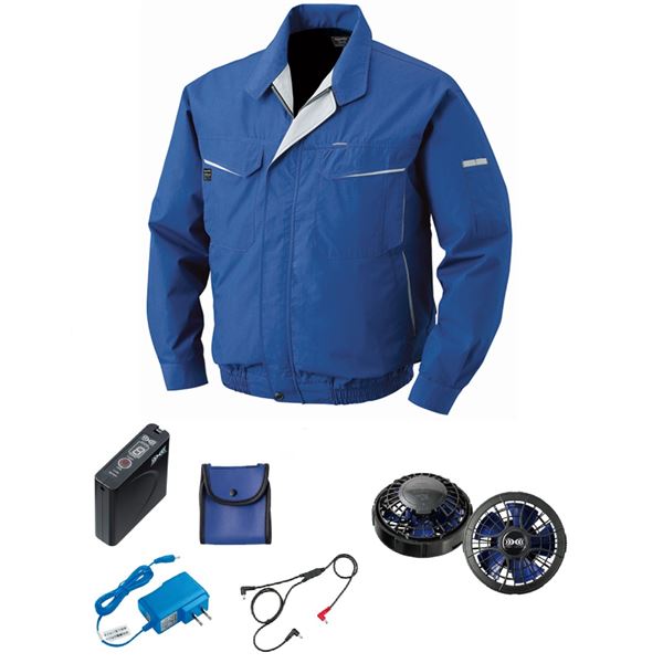 KU90470 空調服 R 綿・ポリ混紡 FAN2400SPBB・RD9261・LISUPER1セット ブルー LL 青 送料無料