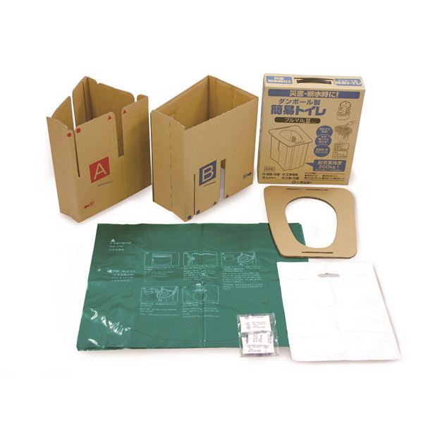 (まとめ) プルマルIII/簡易トイレ 【組立簡単】 段ボール製 繰り返し使える 〔災害時 アウトドア 工事現場〕 【×5セット】 送料無料の通販は