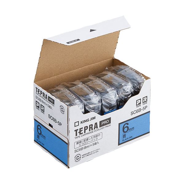 キングジム(KING JIM) テプラPROテープエコノパック 5個入 6mm 青 SC6B-5P