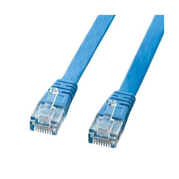 （まとめ） UTPエンハンスドカテゴリー5 より線フラットケーブル 配線 ライトブルー 2m LA-FL5-02LBK 1本【×5セット】 青 送料無料の通販は 9,579円