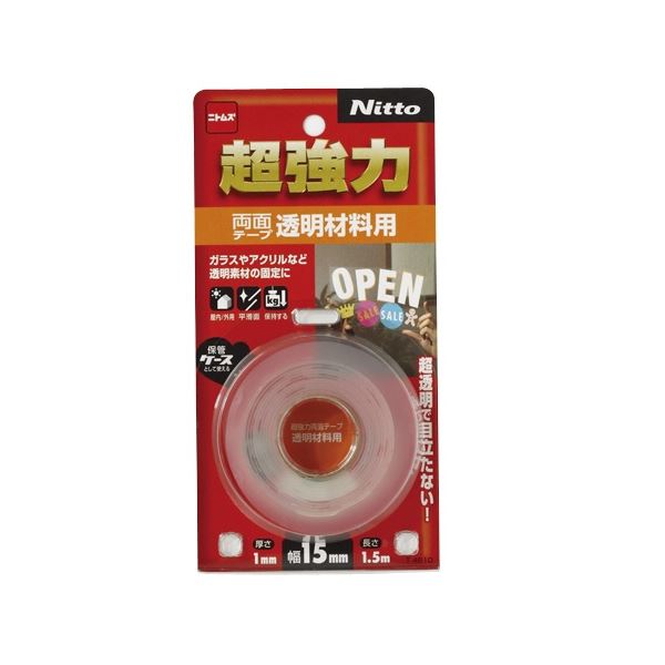 (まとめ) ニトムズ 超強力両面テープ 透明材料用 15mm×1.5m T4610 1巻 【×20セット】 送料無料の通販は