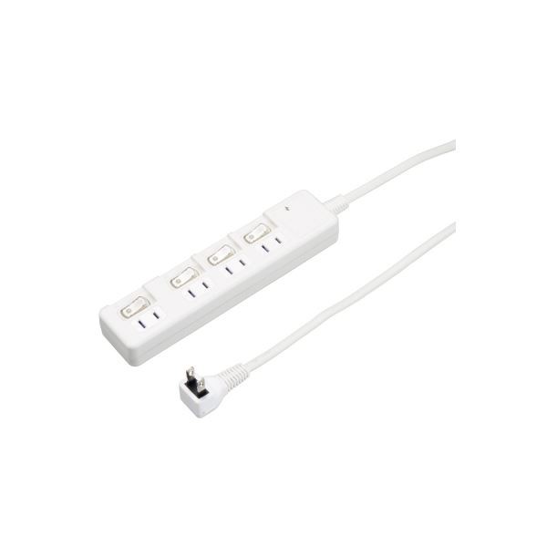 (まとめ）YAZAWA 雷ガード付4個口節電タップ3mホワイトH8KS443WH【×2セット】 白 送料無料の通販は