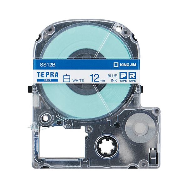 (まとめ) キングジム テプラ PRO テープカートリッジ 12mm 白／青文字 SS12B 1個 【×10セット】