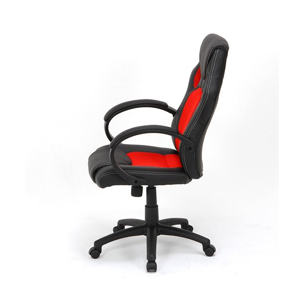 ゲーミングチェア (イス 椅子) レーシングチェア 約幅63cm レッド 合皮 フェイクレザー サーキット 肘付き リビング ダイニング 在宅ワーク テレワーク 赤