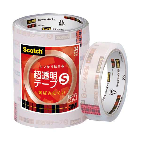 (まとめ) 3M スコッチ 超透明テープS24mm×35m BK-24N 1パック（5巻） 【×30セット】 送料無料の通販は