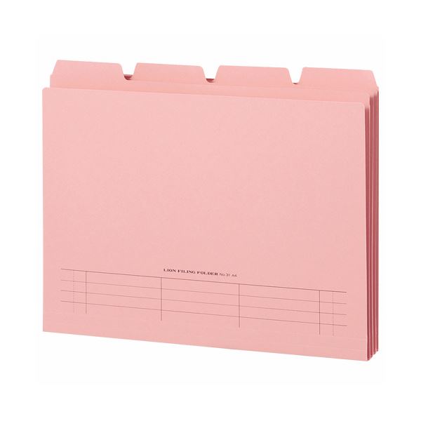 (まとめ) ライオン事務器 4カットフォルダー山付ファイル A4 ピンク No.31-4P 1パック(4冊) 【×30セット】 送料無料の通販は 14,451円