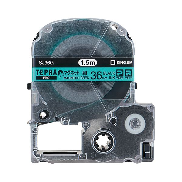 (まとめ) キングジム テプラ PRO テープカートリッジ マグネットテープ 36mm 緑／黒文字 SJ36G 1個 【×10セット】 送料無料の通販は