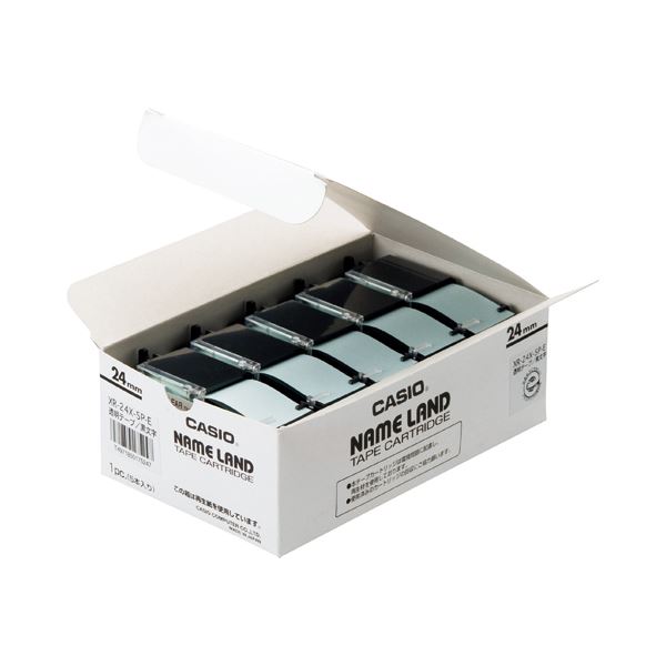 (まとめ）カシオ CASIO ネームランド NAME LAND スタンダードテープ 24mm×8m 透明/黒文字 XR-24X-5P-E 1パック(5個)【×3セット】 送料無料