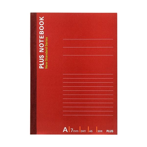 (まとめ) プラス ノートブック A5 A罫7mm 24行 30枚 レッド NO-103AS 1セット(20冊) 【×3セット】 赤 送料無料の通販は