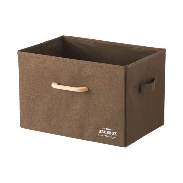 まとめ）YAMAZEN 木製取っ手付整理 収納 ボックス ブラウン YTC-MSB1P