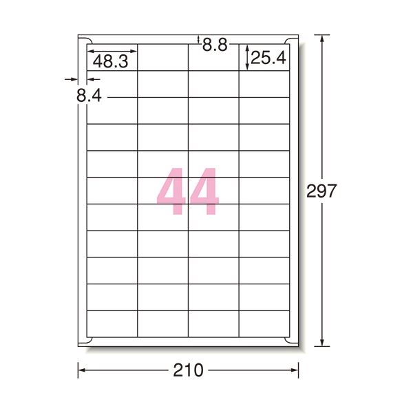 (まとめ) エーワン ラベルシール[プリンタ兼用]強粘着タイプ マット紙・ホワイト A4 44面 48.3×25.4mm 四辺余白付 782441冊(18シート) 【×10セット】 白