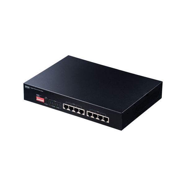 長距離伝送・ギガビット対応PoEスイッチングハブ（8ポート） LAN-GIGAPOE81 最長180mまで電力供給可能な長距離伝送モード搭載の電源内蔵スイッチングハブ（8ポート）で、高速ギガビット通信も可能なサンワサプライの革新的なPoEハブ 送料無料の通販は