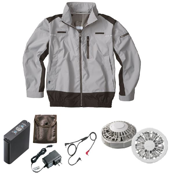 KU92110 空調服 R ポリエステル製 遮熱フルハーネス仕様 FAN2200G・RD9261・LIPRO2セット シルバー LL 送料無料