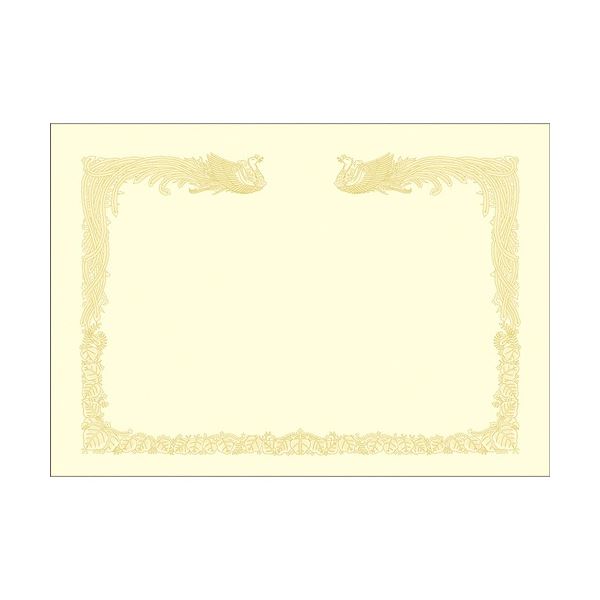 ササガワ タカ印 OA賞状用紙 クリーム地 雲なし A3 タテ書用 10-1487 1ケース(100枚) ゴールドフレーム輝くOA賞状用紙 表彰に最適 クリーム色の上品なデザイン A3サイズで縦書き対応 1ケース100枚 送料無料