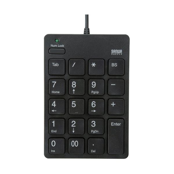 （まとめ） USBテンキー ブラックNT-18UBK 1個【×3セット】 黒 手入れ簡単なアイソレーションタイプのテンキー、凹凸少なくて使いやすい サンワサプライのUSBテンキー、ブラックカラーで3個セット 黒 送料無料